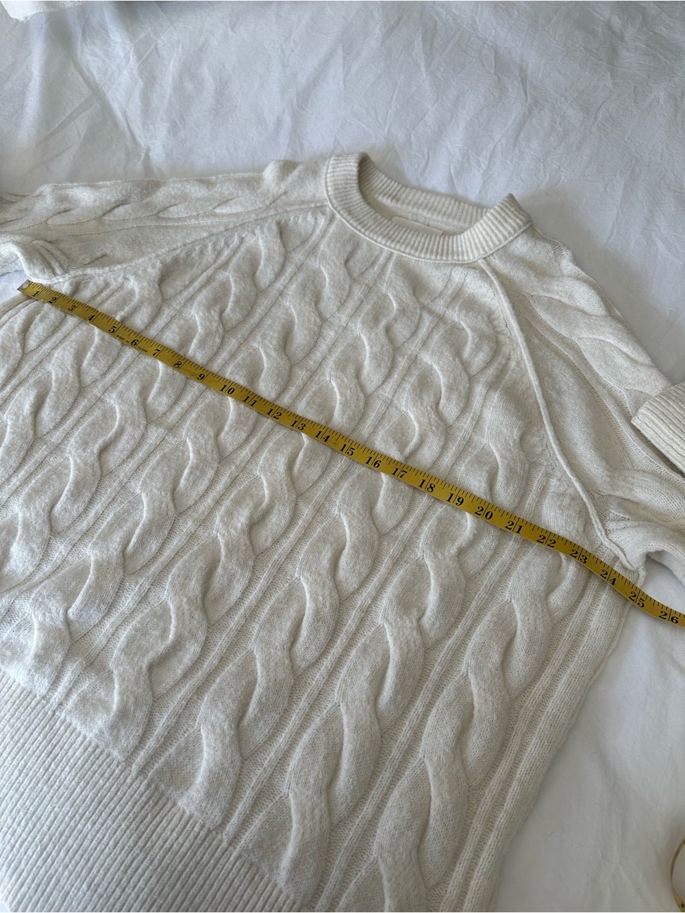aerie Cream Cable-Knit Crewneck Sweater, size small - Picture 10 of 14
